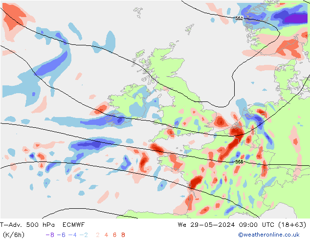 T-Adv. 500 hPa ECMWF Çar 29.05.2024 09 UTC