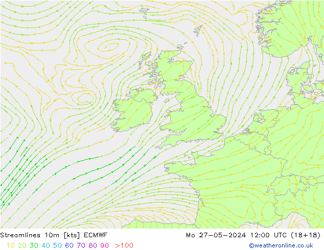 Stroomlijn 10m ECMWF ma 27.05.2024 12 UTC