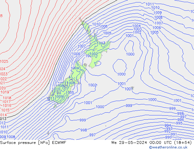 Surface pressure ECMWF We 29.05.2024 00 UTC