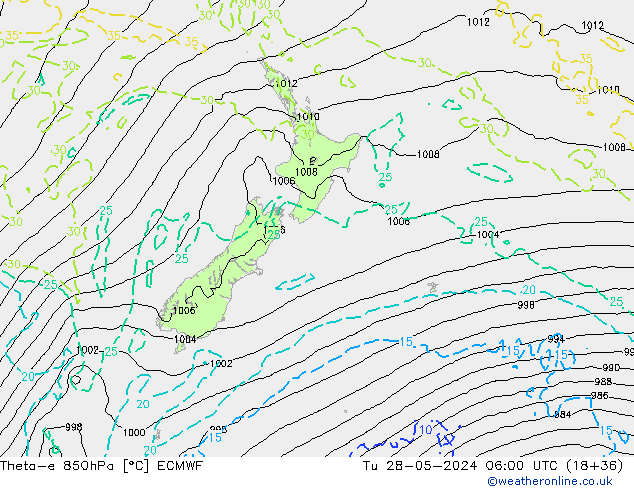 Theta-e 850hPa ECMWF  28.05.2024 06 UTC