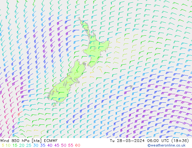 Rüzgar 850 hPa ECMWF Sa 28.05.2024 06 UTC