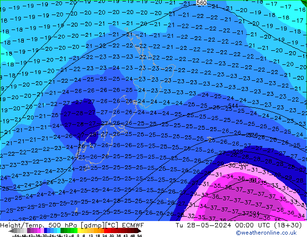 Z500/Rain (+SLP)/Z850 ECMWF mar 28.05.2024 00 UTC