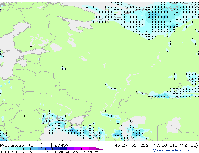 Prec 6h/Wind 10m/950 ECMWF Mo 27.05.2024 00 UTC