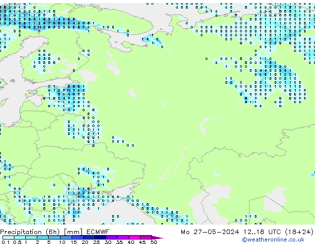 Z500/Yağmur (+YB)/Z850 ECMWF Pzt 27.05.2024 18 UTC