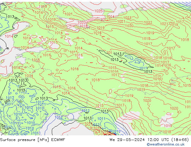 pressão do solo ECMWF Qua 29.05.2024 12 UTC