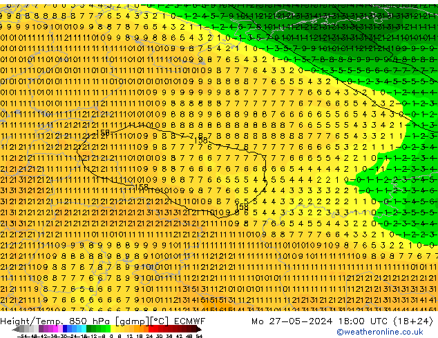 Height/Temp. 850 hPa ECMWF Seg 27.05.2024 18 UTC