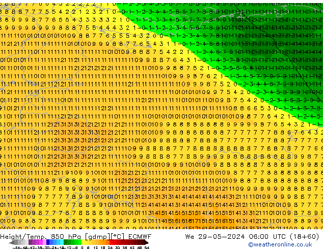 Z500/Rain (+SLP)/Z850 ECMWF We 29.05.2024 06 UTC