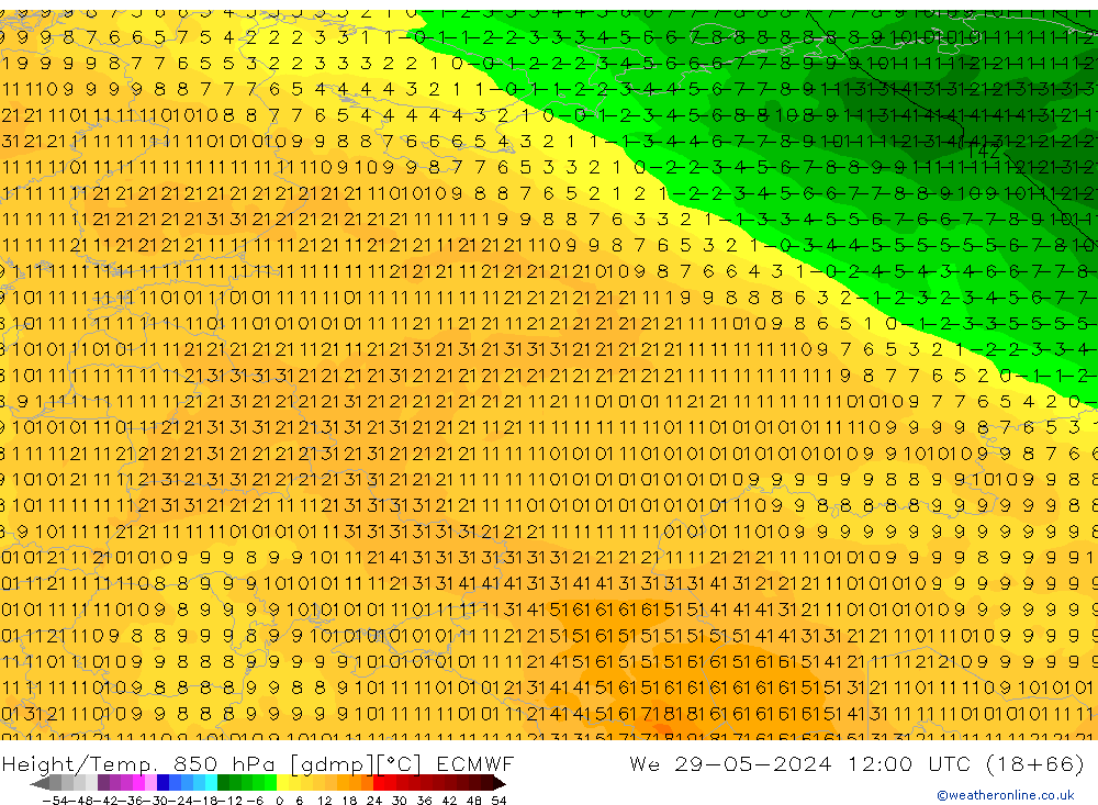 Z500/Rain (+SLP)/Z850 ECMWF mer 29.05.2024 12 UTC