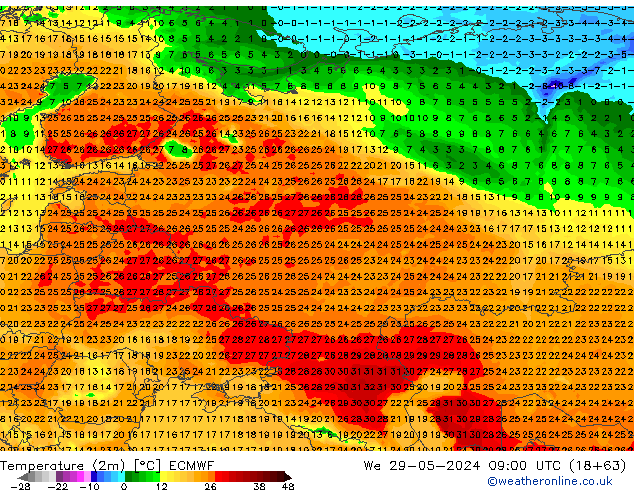 карта температуры ECMWF ср 29.05.2024 09 UTC