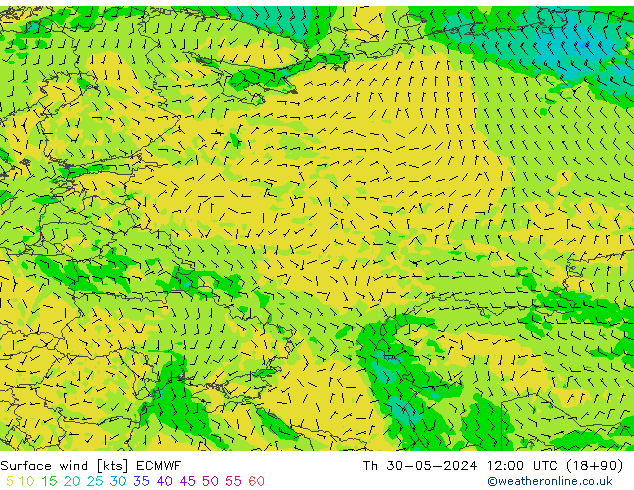 Rüzgar 10 m ECMWF Per 30.05.2024 12 UTC