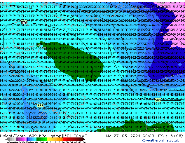 Z500/Rain (+SLP)/Z850 ECMWF  27.05.2024 00 UTC