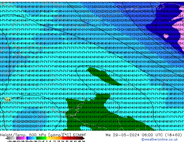 Z500/Rain (+SLP)/Z850 ECMWF We 29.05.2024 06 UTC