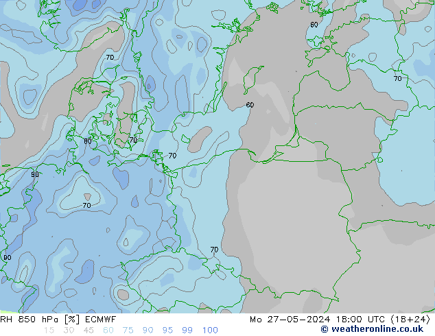 RH 850 hPa ECMWF Po 27.05.2024 18 UTC