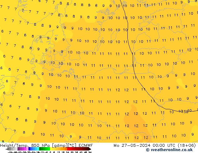 Z500/Rain (+SLP)/Z850 ECMWF Mo 27.05.2024 00 UTC