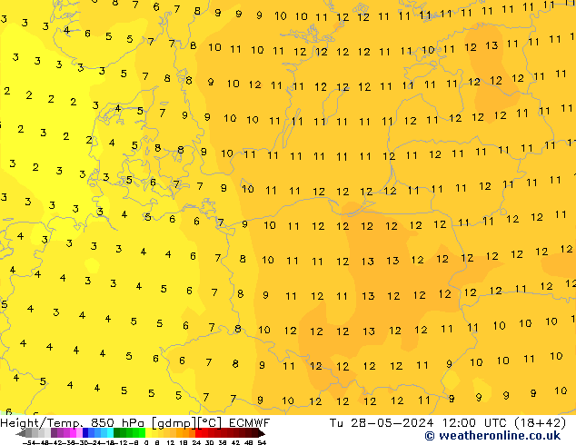 Z500/Regen(+SLP)/Z850 ECMWF di 28.05.2024 12 UTC