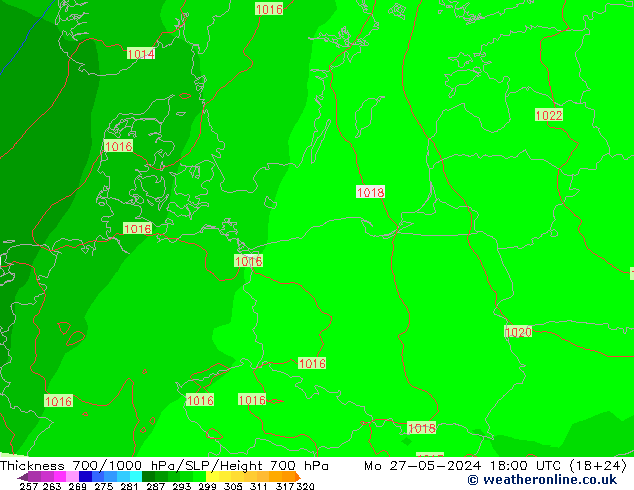 Thck 700-1000 гПа ECMWF пн 27.05.2024 18 UTC