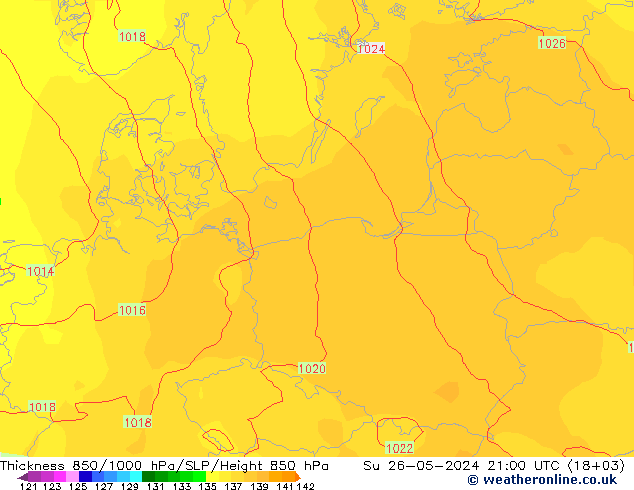 Thck 850-1000 hPa ECMWF  26.05.2024 21 UTC