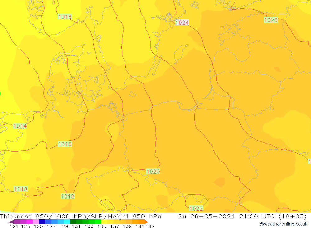 Thck 850-1000 hPa ECMWF nie. 26.05.2024 21 UTC