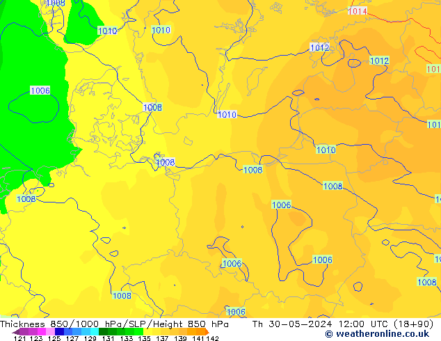 Thck 850-1000 hPa ECMWF  30.05.2024 12 UTC