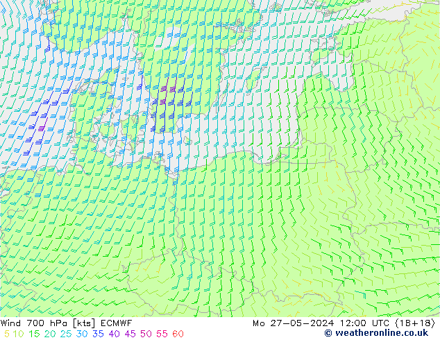 Wind 700 hPa ECMWF ma 27.05.2024 12 UTC