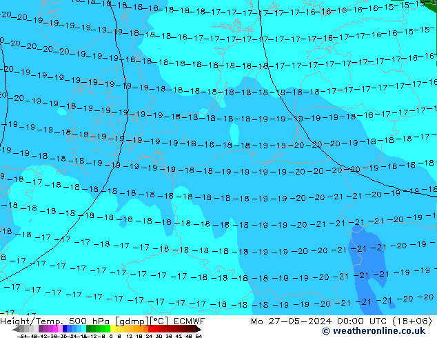 Z500/Rain (+SLP)/Z850 ECMWF Mo 27.05.2024 00 UTC