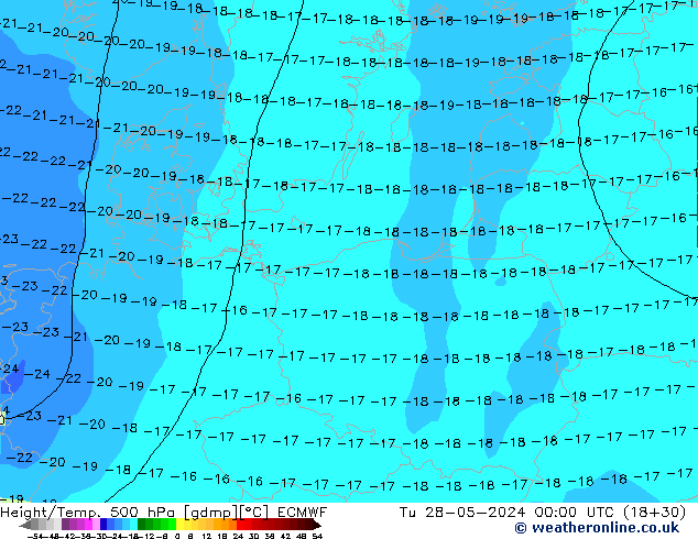 Z500/Rain (+SLP)/Z850 ECMWF Tu 28.05.2024 00 UTC