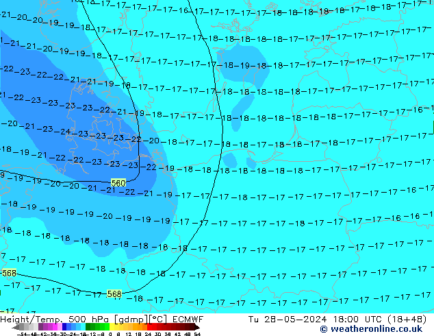 Z500/Regen(+SLP)/Z850 ECMWF di 28.05.2024 18 UTC