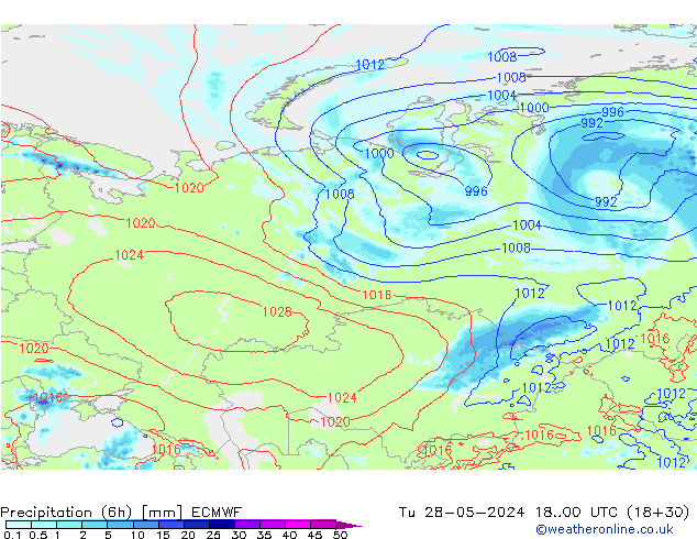 Z500/Regen(+SLP)/Z850 ECMWF di 28.05.2024 00 UTC