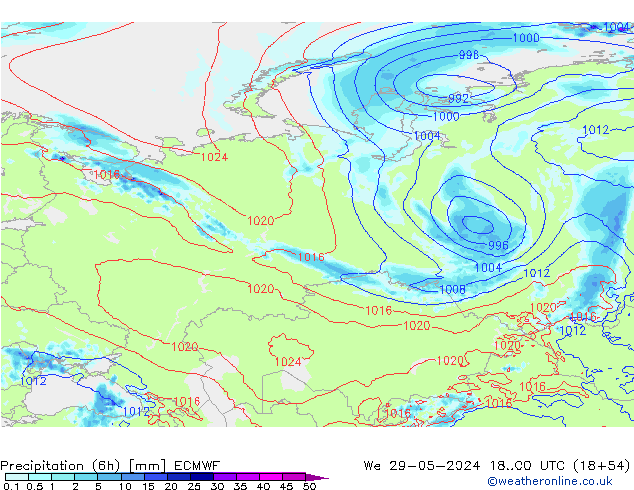 Z500/Rain (+SLP)/Z850 ECMWF St 29.05.2024 00 UTC