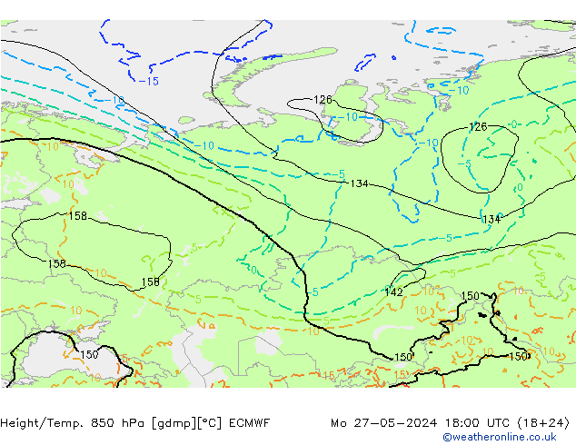 Z500/Rain (+SLP)/Z850 ECMWF Mo 27.05.2024 18 UTC