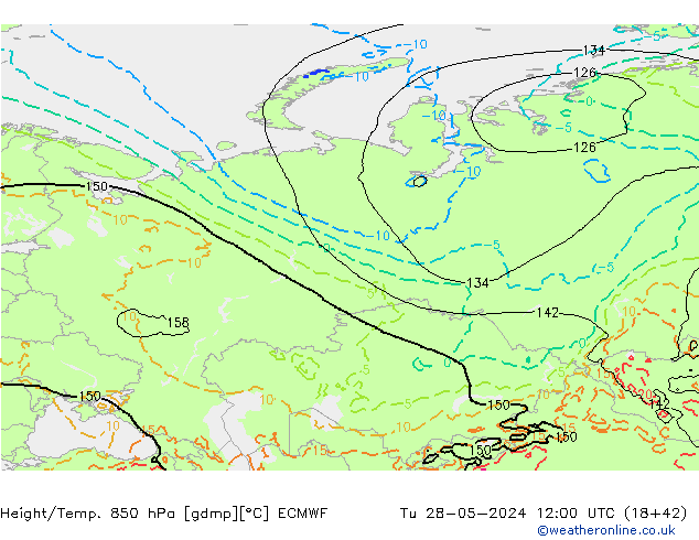 Z500/Rain (+SLP)/Z850 ECMWF Di 28.05.2024 12 UTC