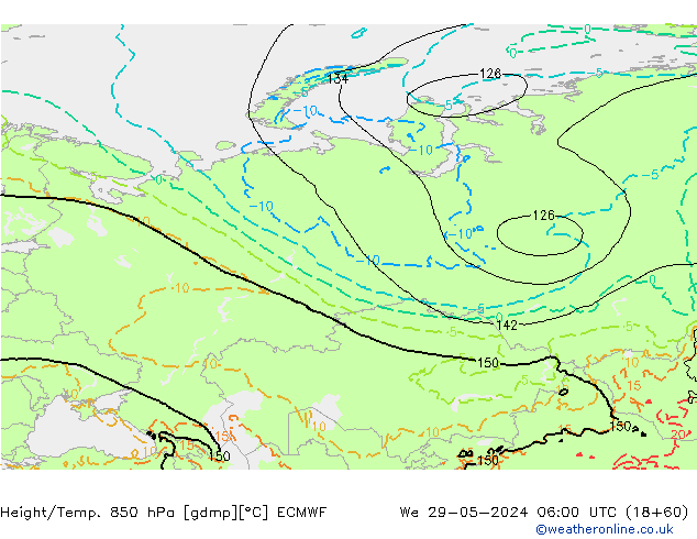 Z500/Rain (+SLP)/Z850 ECMWF Qua 29.05.2024 06 UTC