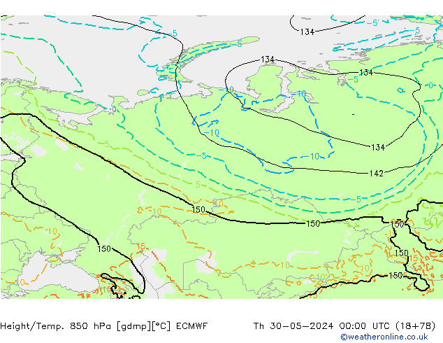 Z500/Rain (+SLP)/Z850 ECMWF czw. 30.05.2024 00 UTC