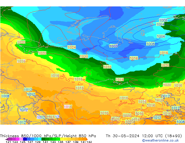 Thck 850-1000 hPa ECMWF jeu 30.05.2024 12 UTC