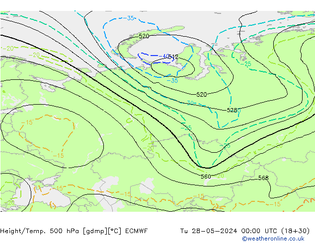 Z500/Regen(+SLP)/Z850 ECMWF di 28.05.2024 00 UTC