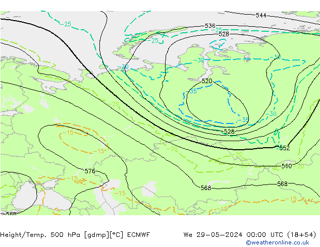 Z500/Rain (+SLP)/Z850 ECMWF St 29.05.2024 00 UTC