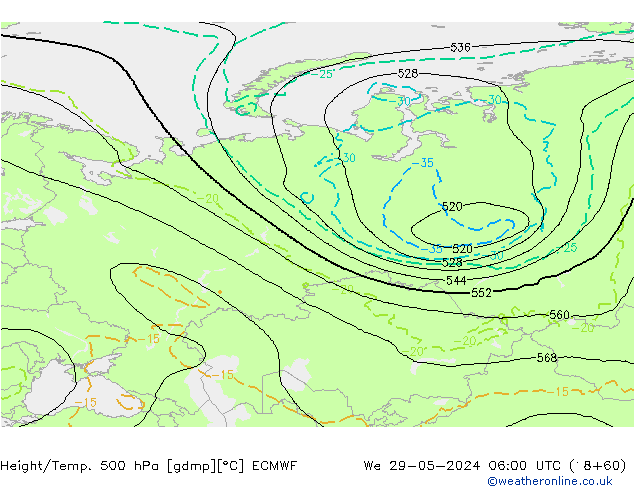 Z500/Rain (+SLP)/Z850 ECMWF Qua 29.05.2024 06 UTC