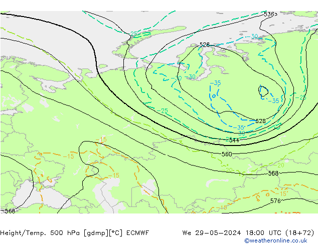 Height/Temp. 500 hPa ECMWF  29.05.2024 18 UTC