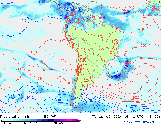 Z500/Rain (+SLP)/Z850 ECMWF We 29.05.2024 12 UTC