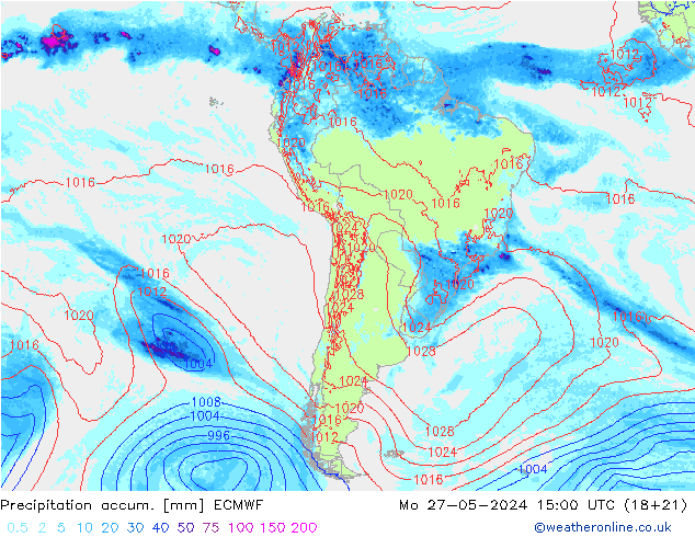 Precipitation accum. ECMWF Mo 27.05.2024 15 UTC