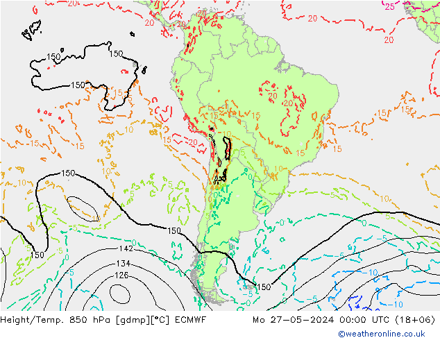 Z500/Rain (+SLP)/Z850 ECMWF Po 27.05.2024 00 UTC