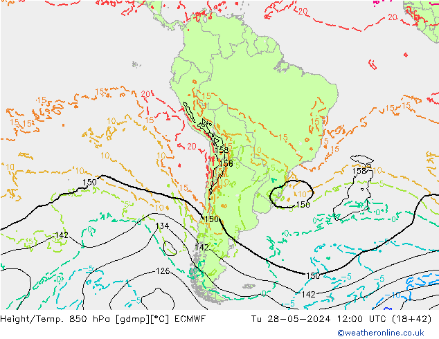 Z500/Rain (+SLP)/Z850 ECMWF Tu 28.05.2024 12 UTC