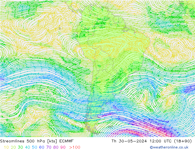 Streamlines 500 hPa ECMWF Th 30.05.2024 12 UTC