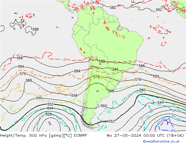 Z500/Rain (+SLP)/Z850 ECMWF Po 27.05.2024 00 UTC