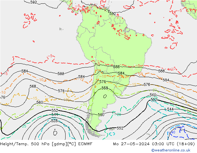 Hoogte/Temp. 500 hPa ECMWF ma 27.05.2024 03 UTC