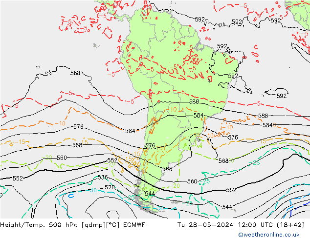 Height/Temp. 500 hPa ECMWF Tu 28.05.2024 12 UTC
