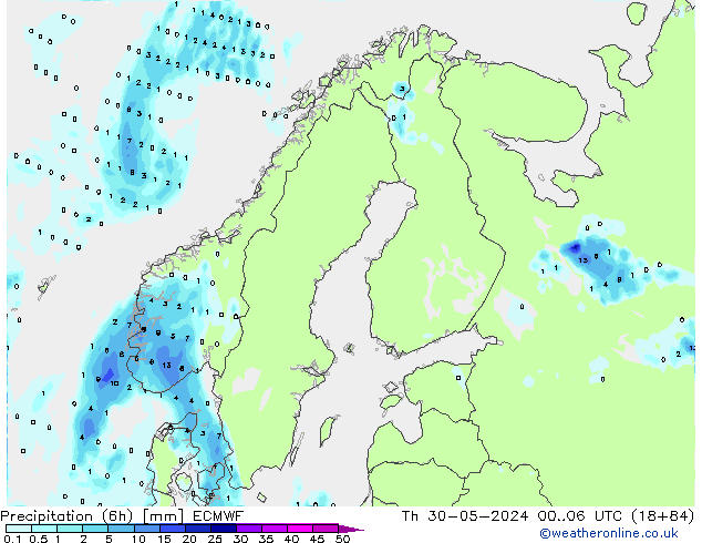 Z500/Rain (+SLP)/Z850 ECMWF Th 30.05.2024 06 UTC