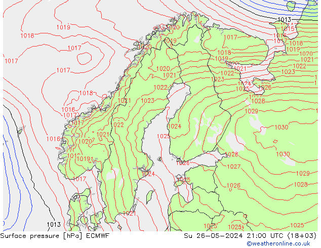 Bodendruck ECMWF So 26.05.2024 21 UTC