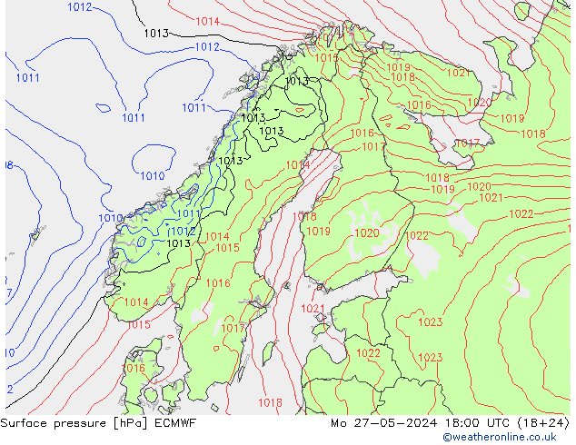 Bodendruck ECMWF Mo 27.05.2024 18 UTC