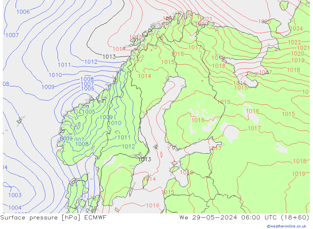 Bodendruck ECMWF Mi 29.05.2024 06 UTC